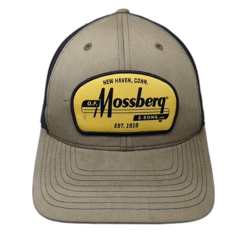 Mossberg Trucker Hat Beige Black One Size Patch Mesh Back Snapback Firearms Cap